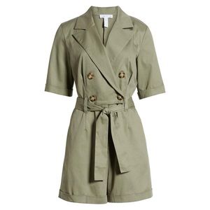 Leith Green Utility Belted Romper
